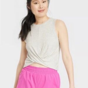 All in Motion Women's Gray Twist-Front Tank Top size large